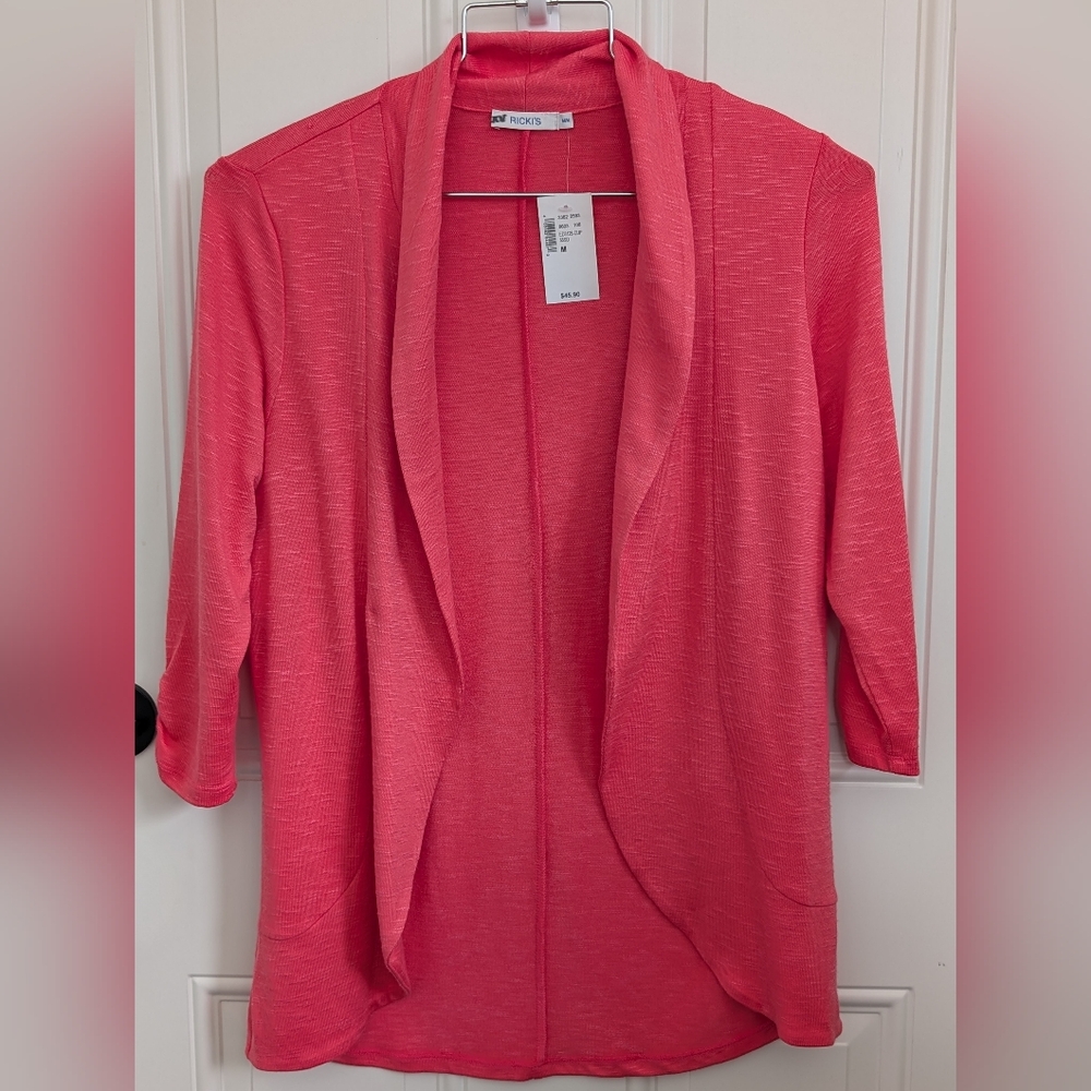 Ricki's Coral Open-Front Cardigan